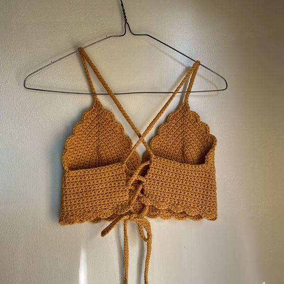Mustard Yellow Crocheted Crop - Picture 6 of 8